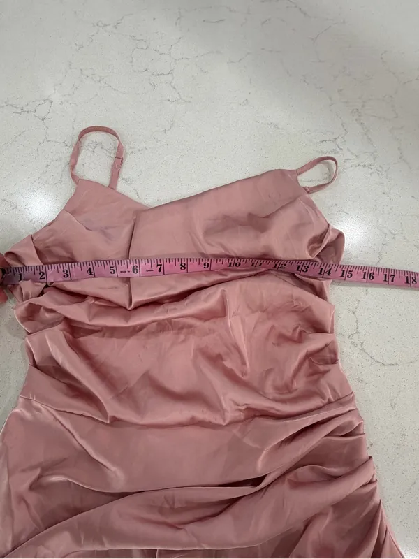 SHEIN Rose Blush Satin Maxi Dress with Side Slit - Image 7