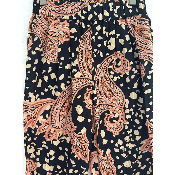 Who What Wear Womens‎ XS Paisley Spotted Print Cotton Pull On Pants Black Orange - Image 2