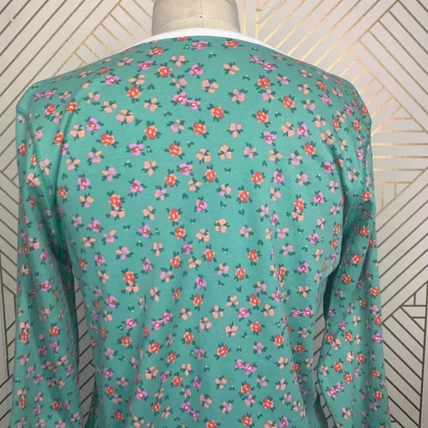 Anthropologie Roberta Roller Rabbit Blooms Pajama Top Tee Henley Floral Green Size US Small‎ - Image 9