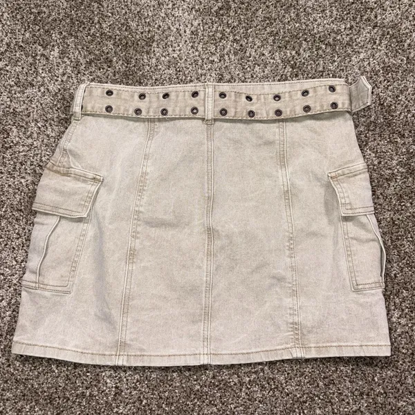 Sincerely Jules Tan Cargo Denim Skirt Women's Size 9/28 Utility Mini Skirt - Image 4