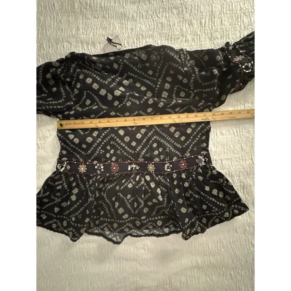 Sea New York Maja Top Cotton Size XS Boho Peplum Embellished - Image 9