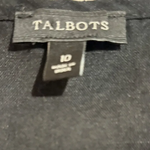 Talbots Embroidered Sleeveless Top 10 Black Excellent‎ Linen Blend Split Neck - Image 4