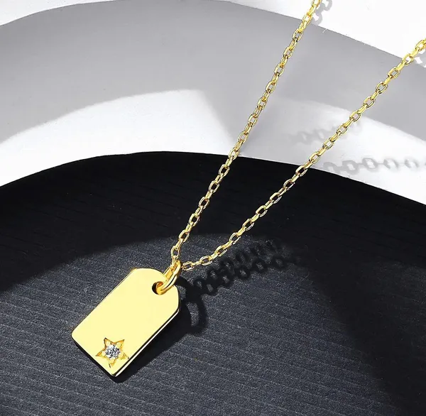 925 Sterling Silver 14k Gold Plated Geometric Star Square - Image 5