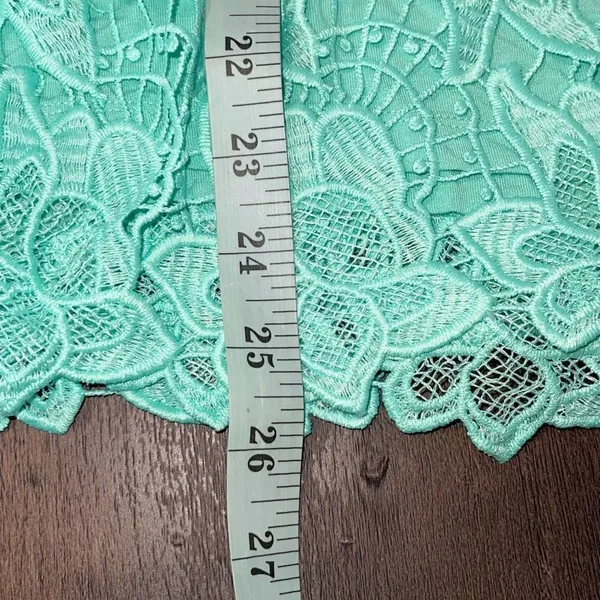 Philosophy Womens Crewneck Scalloped Lace‎ Overlay Top Seafom Green Size XL - Image 5
