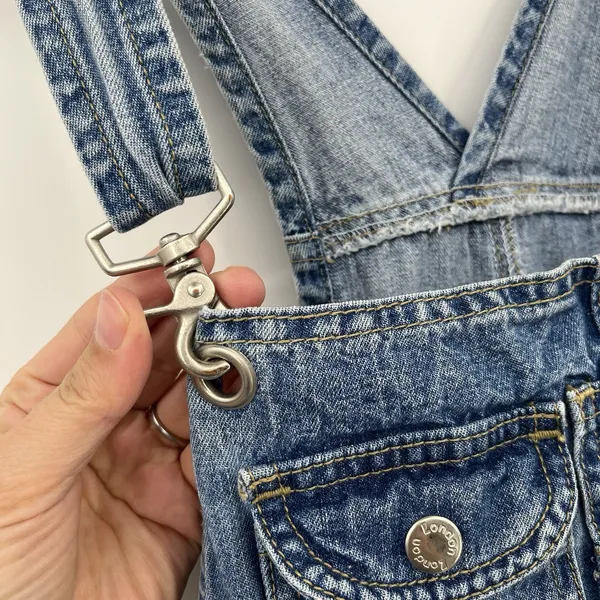 Women's Vtg Overalls London London Blue Denim 90s M Retro - Image 3