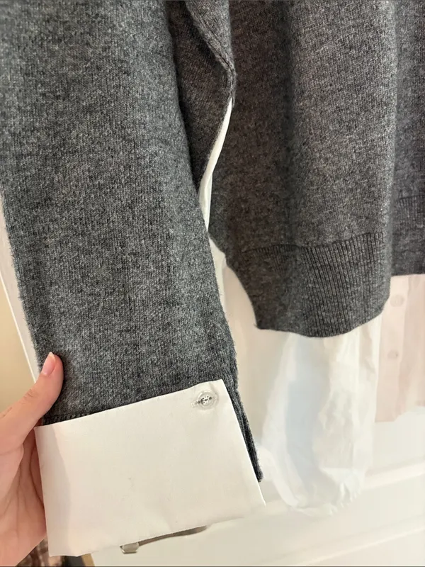 Zara Combination Poplin Knot Sweater NWT Large - Image 5
