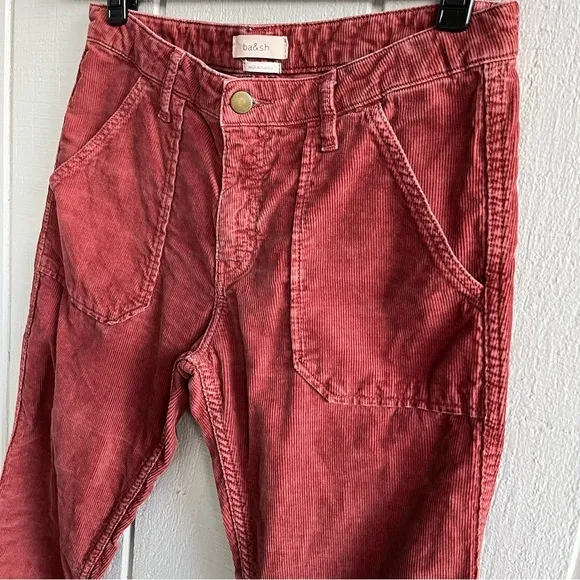 BA&SH Corduroy Maroon‎ Pants Sally Boyfriend Tapered Leg Size 26 - Image 2