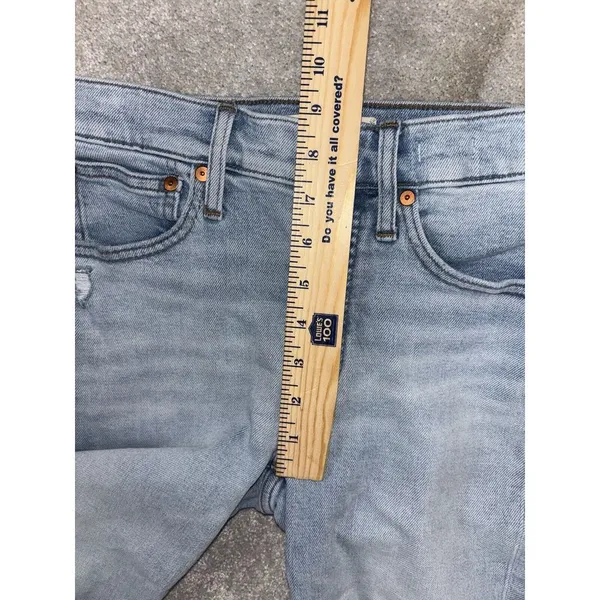Madewell Mid Rise Classic Straight Jeans Light Blue Wash Knee Rip Edition Sz‎ 23 - Image 6
