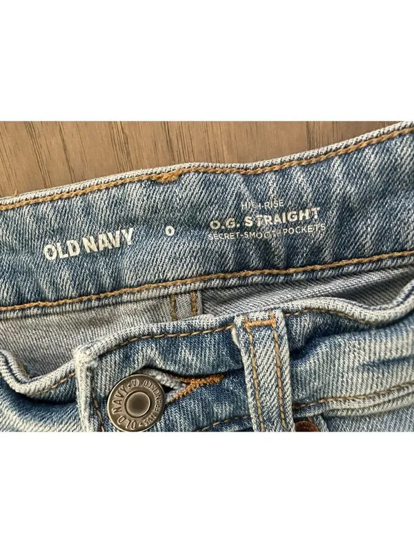 Old Navy Light Blue High Rise Straight Leg Jeans Size 0 - Image 4