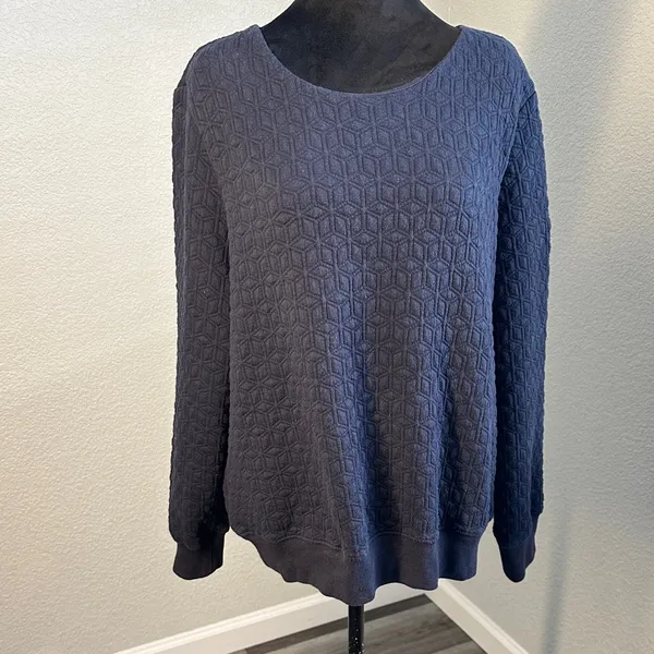 GAP Dark Blue Quilted Zip-Up Sweater - Image 2