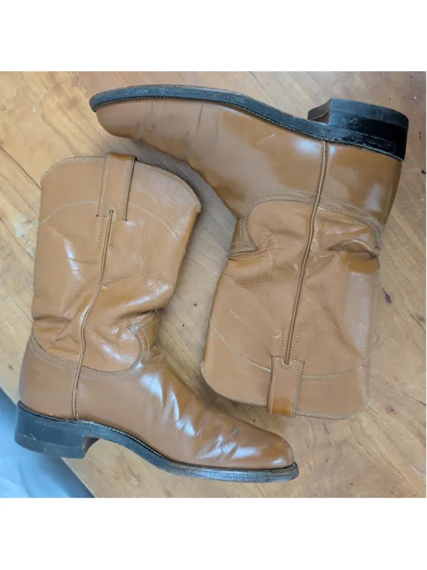 Justin Boots Ladies' Vintage Brown Leather Just Roper Boots Size 7A - Image 5