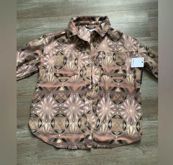 O’Neill Super Fleece Flannel Pattern Floral Multi Color Pink Purple Soft Size M - Image 2