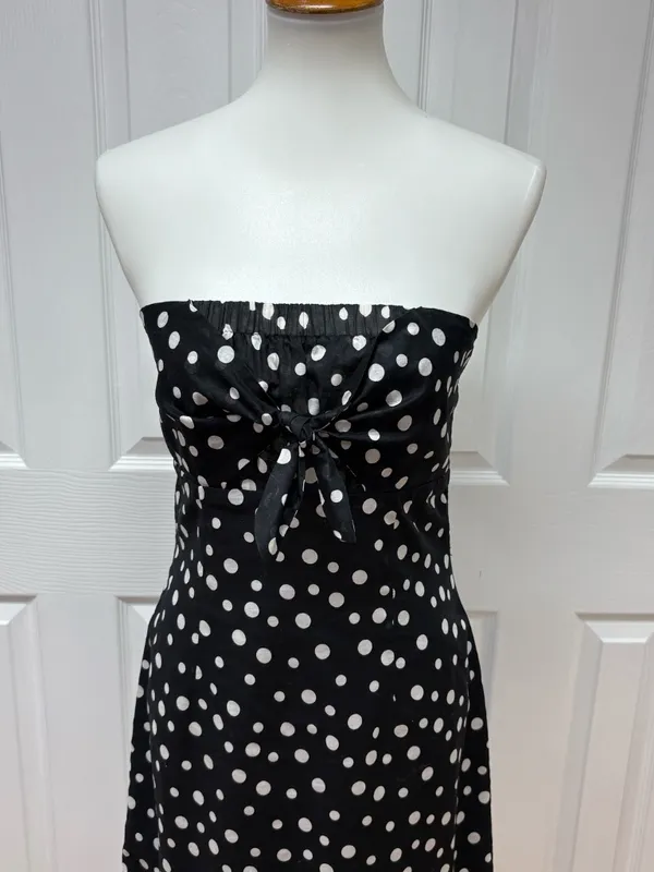 Jill Michelle Black Ad‎ White Polka Dot Strapless Midi Dress - Size 8. - Image 3