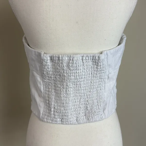 Abercrombie & Fitch Linen Collection White Scalloped Neckline‎ Tube Top Sz Lrg - Image 5