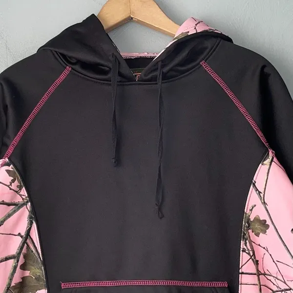 Trail Crest Sweatshirt Size Medium Hooded Pink Camouflage Fleece Lined Thermal - Image 2