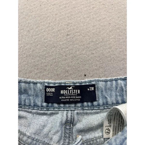 Hollister Co Ultra High Rise Baggy Denim‎ Blue Jeans Light Wash Womens Size 23R - Image 2
