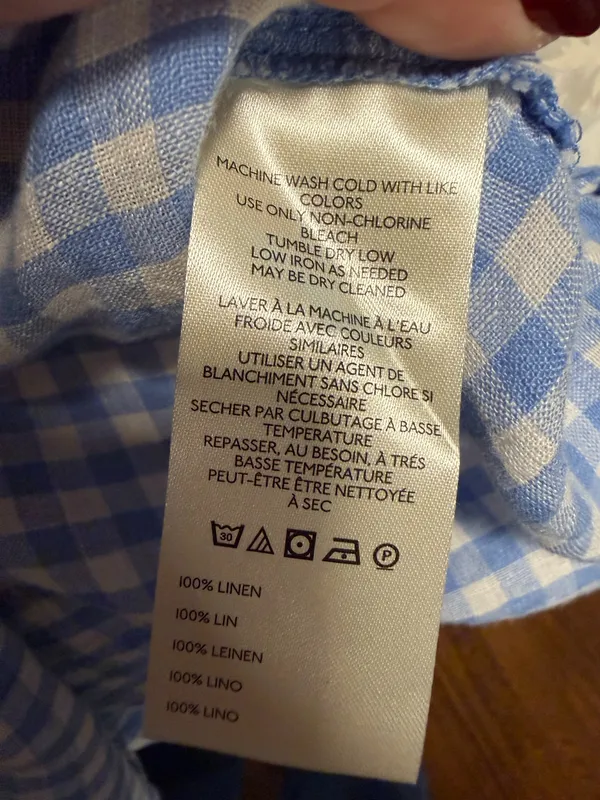 Pilcro Linen Blue Gingham Button Down Shirt - Image 5