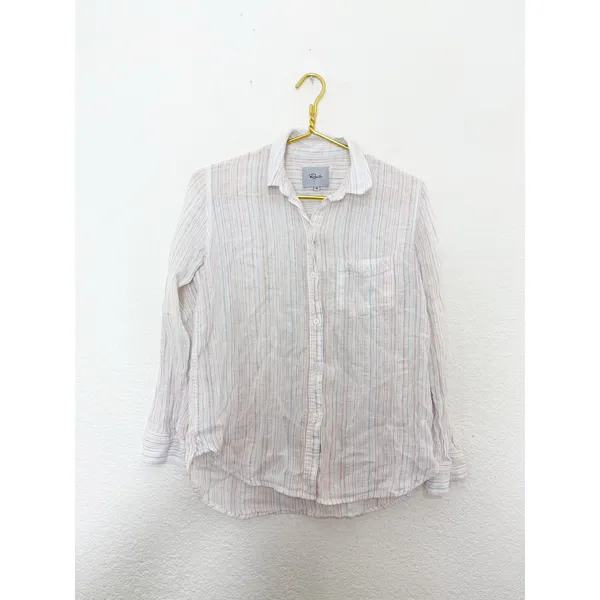 Rails Charli Shirt Size XS Oahu Stripe Metallic Linen Lightweight Button Down - Image 4