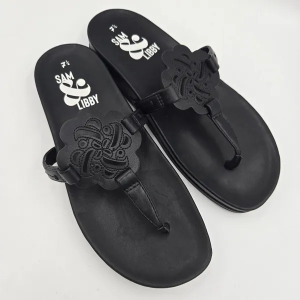 Sam & Libby Flip Flops Womens Size 7.5 Black Alexandra Thongs Summer Whimsygoth - Image 9