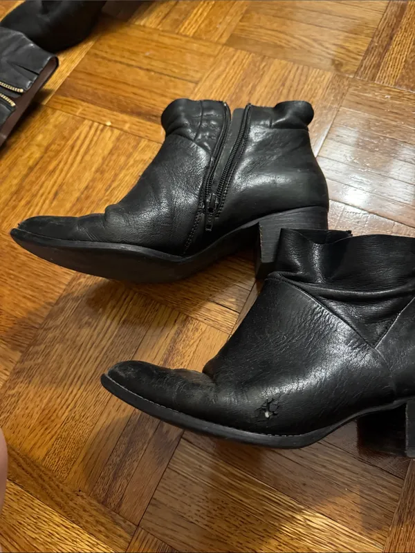 Paul Green Nelly Black Leather Low Block Heel Ankle Boot - Image 5