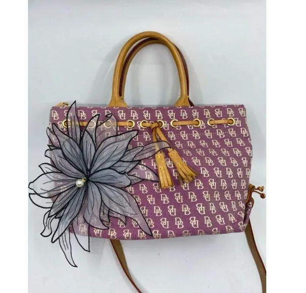 DOONEY & BOURKE Purple White Tan Tote Crossbodybag - Image 2