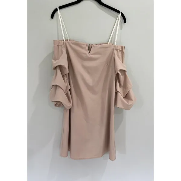 J.O.A. Kali Blush Pink Off-the-Shoulder Mini Dress Size Small‎ Bishop Sleeve - Image 4