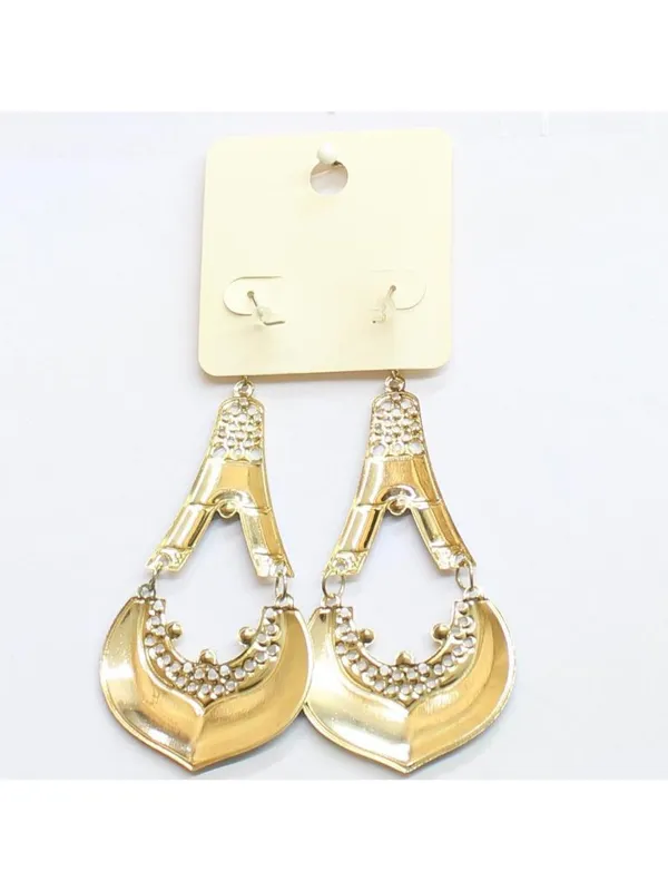 NWT Melody Womens Fashion Teardrop Enamel Filigree Earrings Gold / Blue 3.5" - Image 2