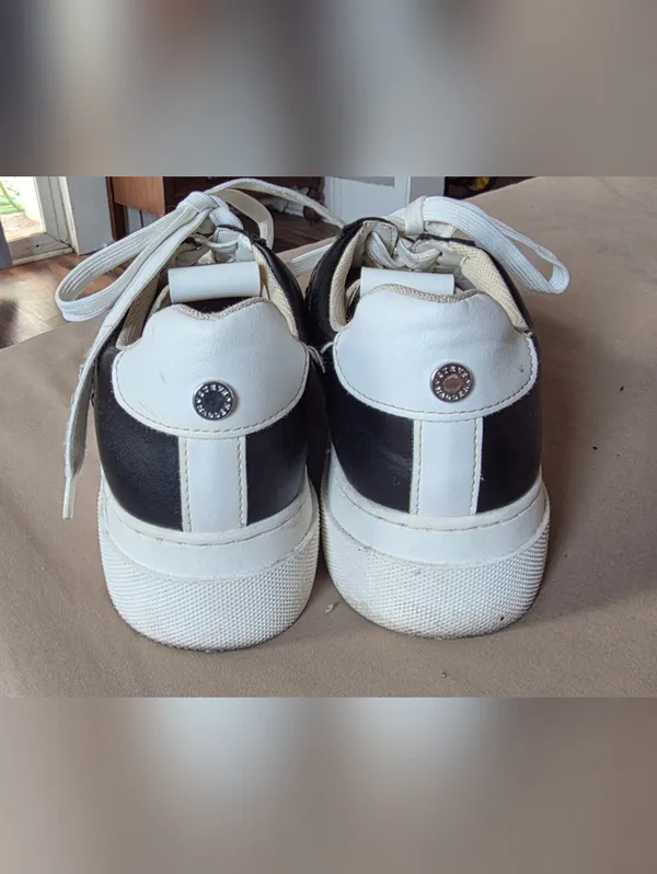 Steve Madden Ledge Leather platform sneakers black white colorblock design 8.5 - Image 5