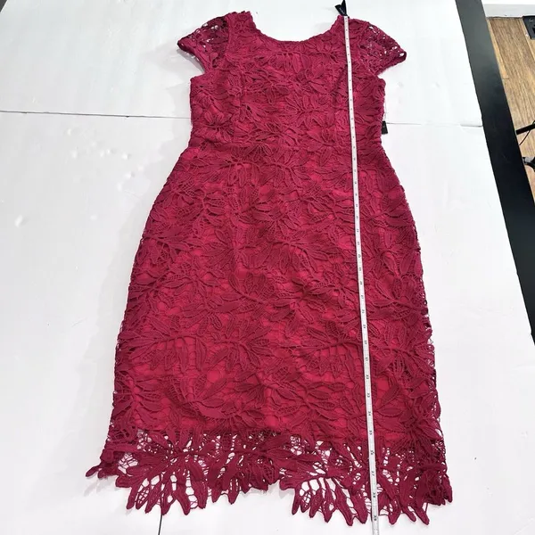 NWT Lulus‎ Right Sheer, Right Now Magenta Lace Bodycon Dress MEDIUM - Image 9