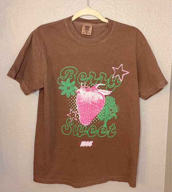 Brown “Berry Sweet” Strawberry Graphic Tee 1995 - Image 2