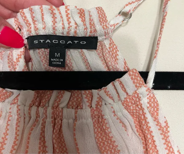 Staccato Slip on peachwhite spaghetti strap stripped elastic waist top - Image 3