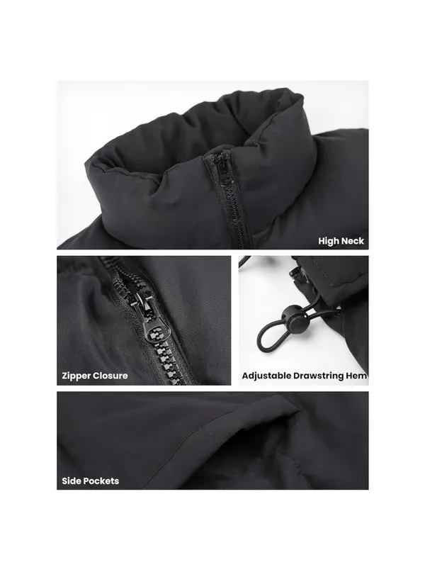 Black Puffer Vest Women Sleeveless Jacket - Image 3