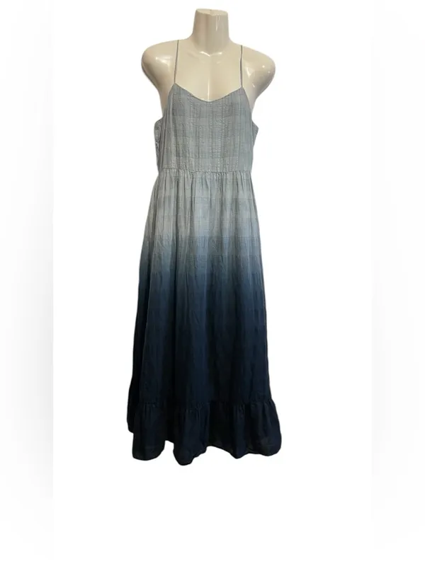 Madewell Light-to-Dark Blue Ombre Spaghetti-Strap Maxi Dress - Image 3