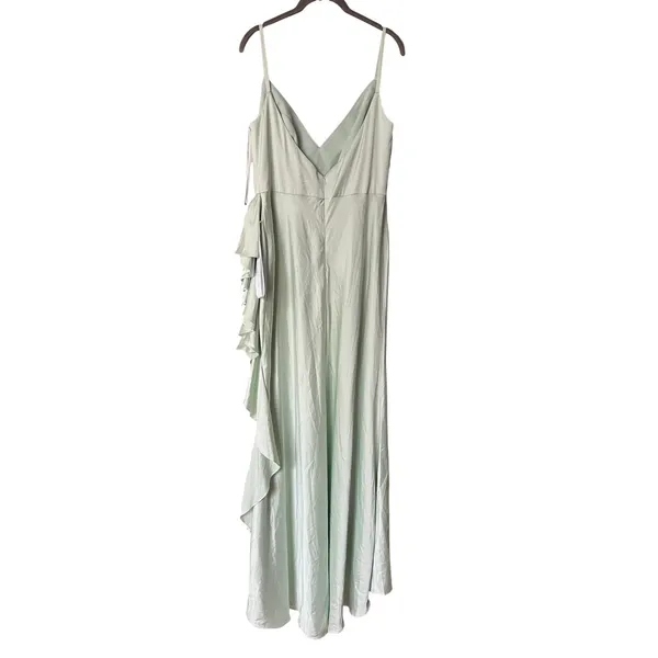 Mac‎ Duggal Pistachio Satin Ruffled Asymmetrical Gown Size 12 67815 NWT NEW Maxi - Image 6