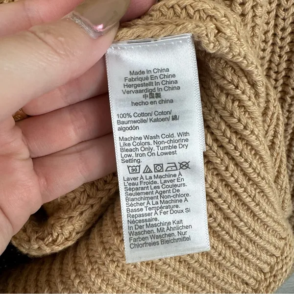 J. Crew Relaxed Rollneck Sweater in Sandy Beach 100% Cotton Size XS - Image 4