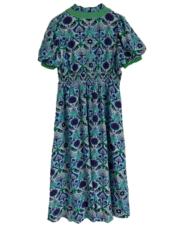 NWOT Jodifl “Blue Mix” Whimsy Floral Midi Dress Lined with Pockets Size Medium - Image 2