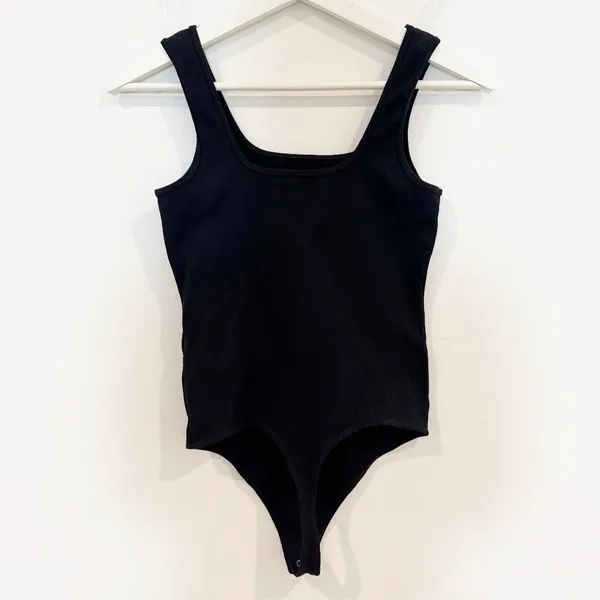 Abercrombie Bodysuit Size S Black Ribbed Square Neck Sleeveless Tank Top Capsule - Image 6