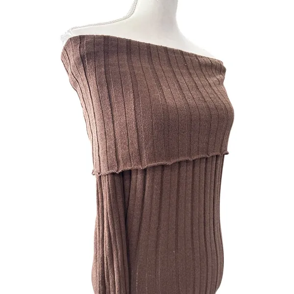 SNDYS Baha Off The Shoulder Maxi Dress in Cocoa Medium New Womens Long Gown - Image 7