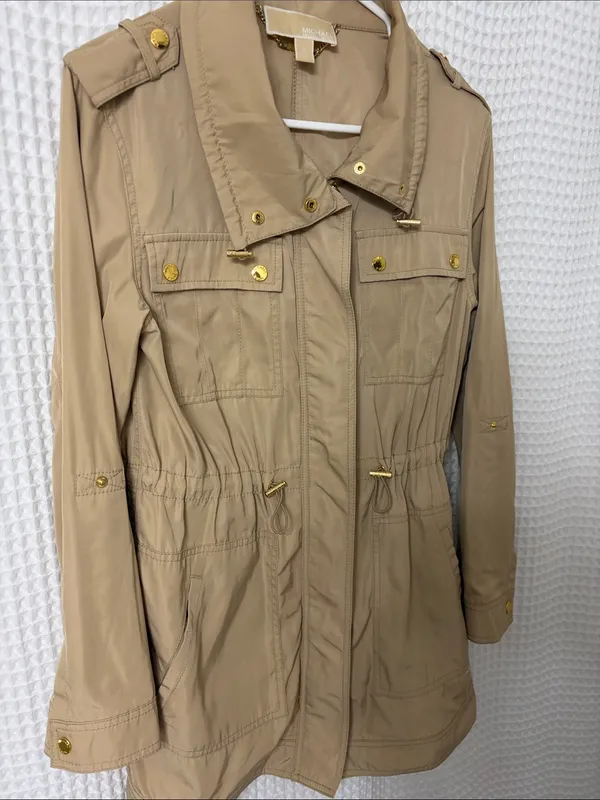 Michael Kors Tan with Gold Hardware Trench Coat Jacket Small - Image 4