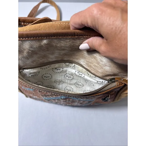 Myra Bag Aztec Cowhide Canvas Rug Purse Western Crossbody Southwestern - Image 3