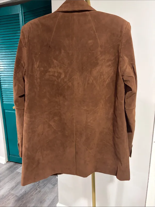 FREE PEOPLE NWT Paper Cut Vegan Suede Blazer / Brown Bear - Image 15