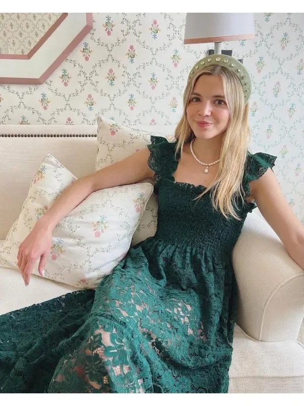 NWT Hill House Ellie Nap in Botanical Garden Green Lace Smocked Midi Dress S - Image 7