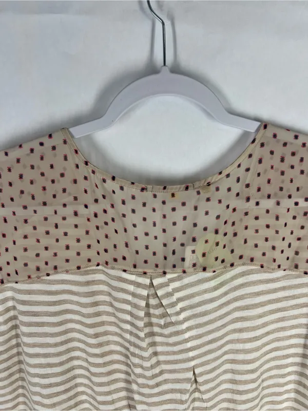 Anthropologie‎ Neutral Beige & White Striped V‑Neck Tee - Image 14