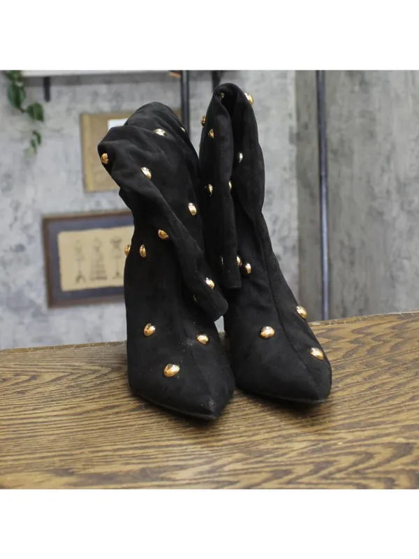 A New Day Womens Justice Boots Faux Suede Studded 94568942 Jet Black 7.5M - Image 4