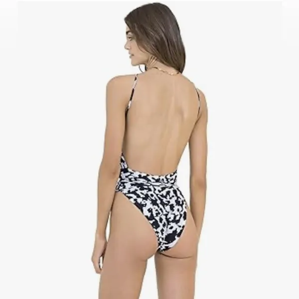 New! MAAJI Spot Butterfly Safari Plunge One Piece Reversible‎ Black White Medium - Image 7