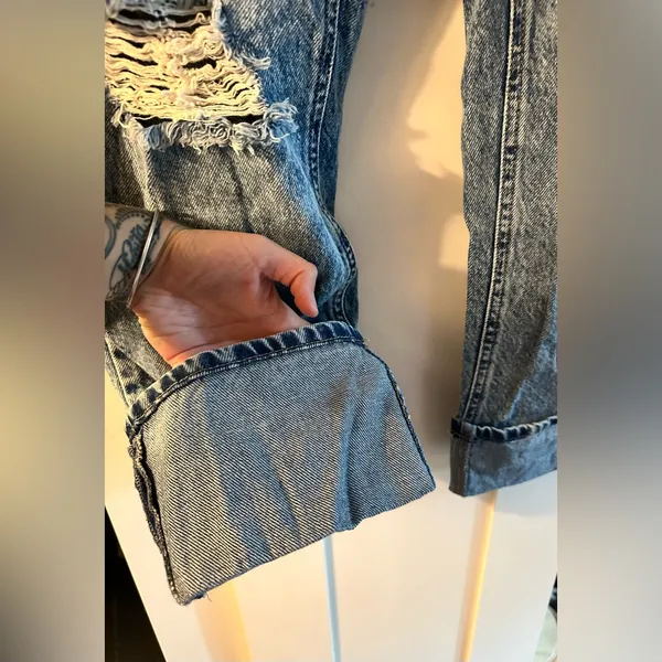 Rewash High Rise Cuffed Straight Ankle Jeans -Vintage Blue Black - Image 10