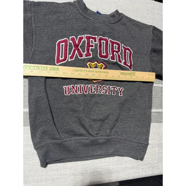 Oxford‎ University Sweatshirt Womens XS Gray Crewneck Pullover Collegiate Crest - Image 4