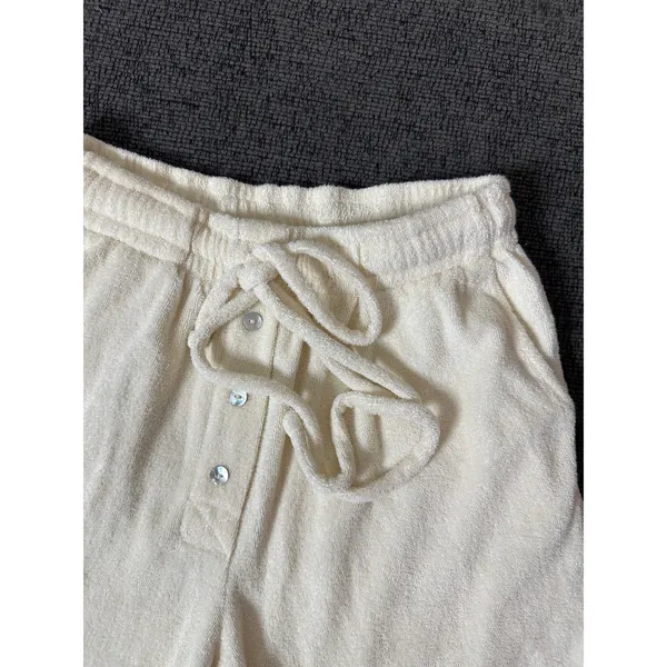 Donni. Terry Henley Shorts size XS Ivory Cream Drawstring Made in USA - Image 7