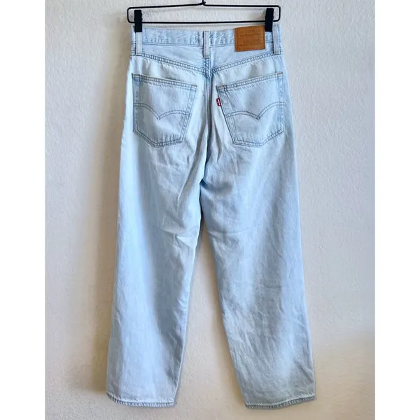 LEVI'S Baggy Dad Light Wash Mid Rise Straight Leg Slouchy Denim Jeans Womens 24 - Image 4