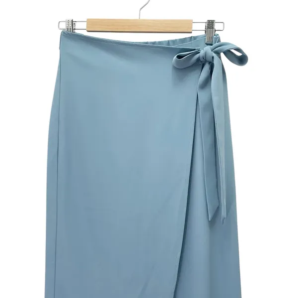 Halara Flex High Waisted Tie Side Wide Leg Work Pants Blue Wrap Size Medium - Image 6